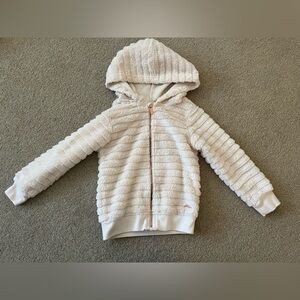 4T Toddler Girls Tahari Girl Fuzzy White Zip up Hooded Jacket